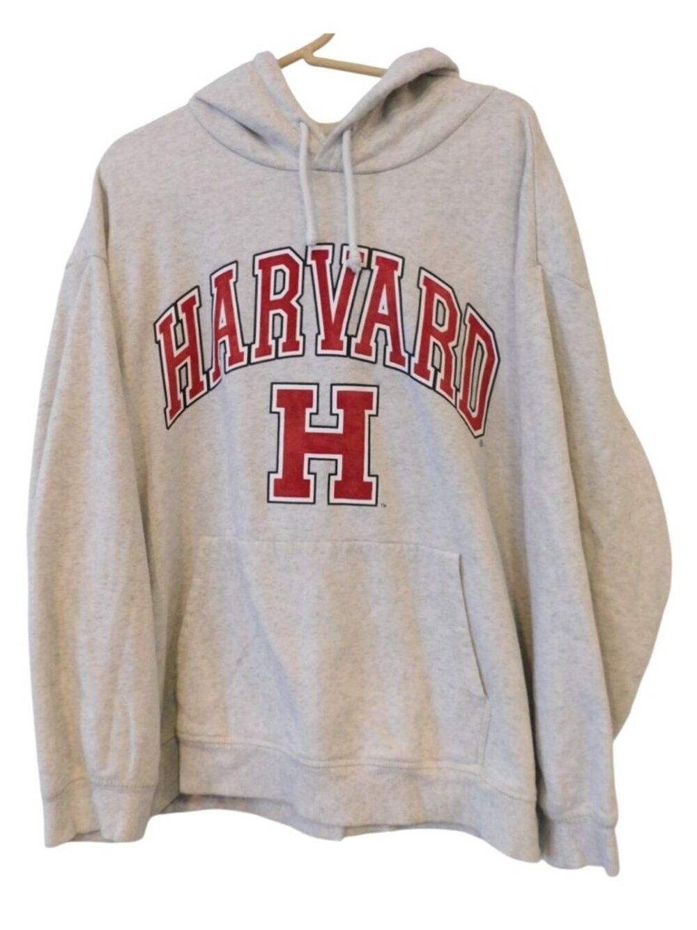 H & M Men Sz XL Harvard University Gray Hoodie Sweatshirt Front Pocket